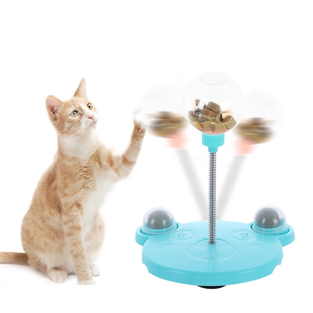 Fiudx Pelotas Interactivas para Mascotas, Dispensador de Comida Lenta para Gatos y Perros, Juego de Rompecabezas Educativo, Alivio Gastrointestinal, Soporte para Pelotas de Menta, Fácil de Limpiar, E