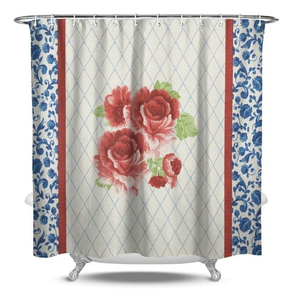 Boho Style Shower Curtain Pioneer Floral Vintage Retro Shower Curtain for Bathroom Home Decor Bathtubs Waterproof Fabric Curtain with 12 Hooks 84x72in