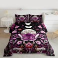 thumbnail image 3 of Manfei Dreamy Fuchsia Butterfly Full Size Comforter Sets, Mystic Galaxy Moon Bedding Comforter Set, Mandala Jungle Floral Reversible Bedding Sets, Breathable Home Decor, 3pcs, 3 of 9