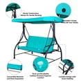 thumbnail image 4 of 3-Seat Convertible Swing Hammock Bed for Patio, Porch, Backyard Oasis | Turquoise Cushions, Black Steel Frame, Adjustable Canopy, 530lb Capacity, 4 of 8