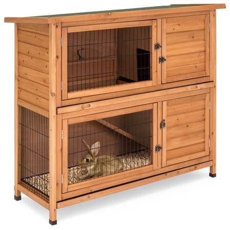 Best Choice Products 48x41in 2-Story Outdoor Wooden Pet Rabbit Hutch Animal (Best Pet Lizards To Handle)
