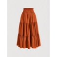 thumbnail image 6 of Womens Khaki Plaid Tiered Ruffle A-Line Skirt With Drawstring Waist, 6 of 8