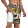 thumbnail image 3 of Picia Bee Kind pattern Mens Swim Trunks with Compression Liner Stretch Beach Shorts Quick Dry with Zipper Pockets No-Chafing Board Shorts-Medium, 3 of 9
