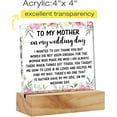 thumbnail image 2 of Acrylic Mother of the Bride Gift Desk Decor Wedding Present, to My Mother on My Wedding Day Decorative Clear Acrylic Desk Plaque Sign with Wood Stand Gifts, 2 of 5