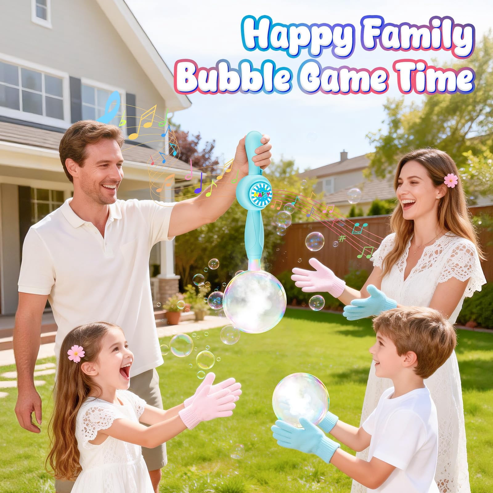 Elastic Bubble Wand for Kids Smoke Bubbles Machine with Party Colorful Lights, Outdoor Toys Easter Baskets Stuffers Gifts for Ages 3 4 5 6 7 8 Boys Girls(Blue)