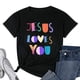 thumbnail image 1 of Camiseta Mujer Jesús Te Ama Religión Iglesia Escuela Dominical Oración Negro Talla S, 1 of 7