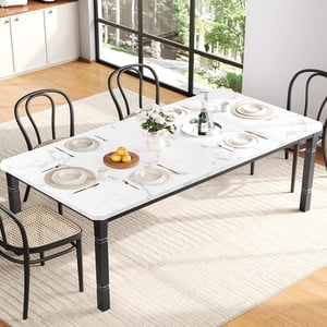 79" Industrial Dining Table with Chamfer Corner Kitchen Table with Heavy Duty Metal Legs for Dining Room, Kitchen, Living Room, Easy Assembly