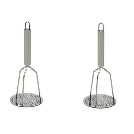 2X Stainless Steel Potato Masher with Handle for Creamy Mashed Potato Vegetable Fruit A of Foods Kitchen Tools