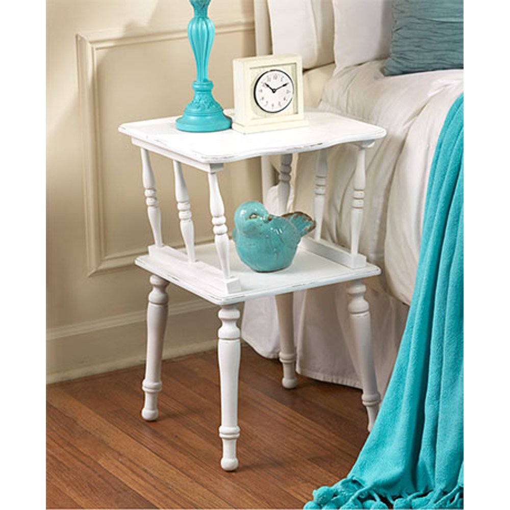 Antiqued Spindle Leg Accent TablesWhite