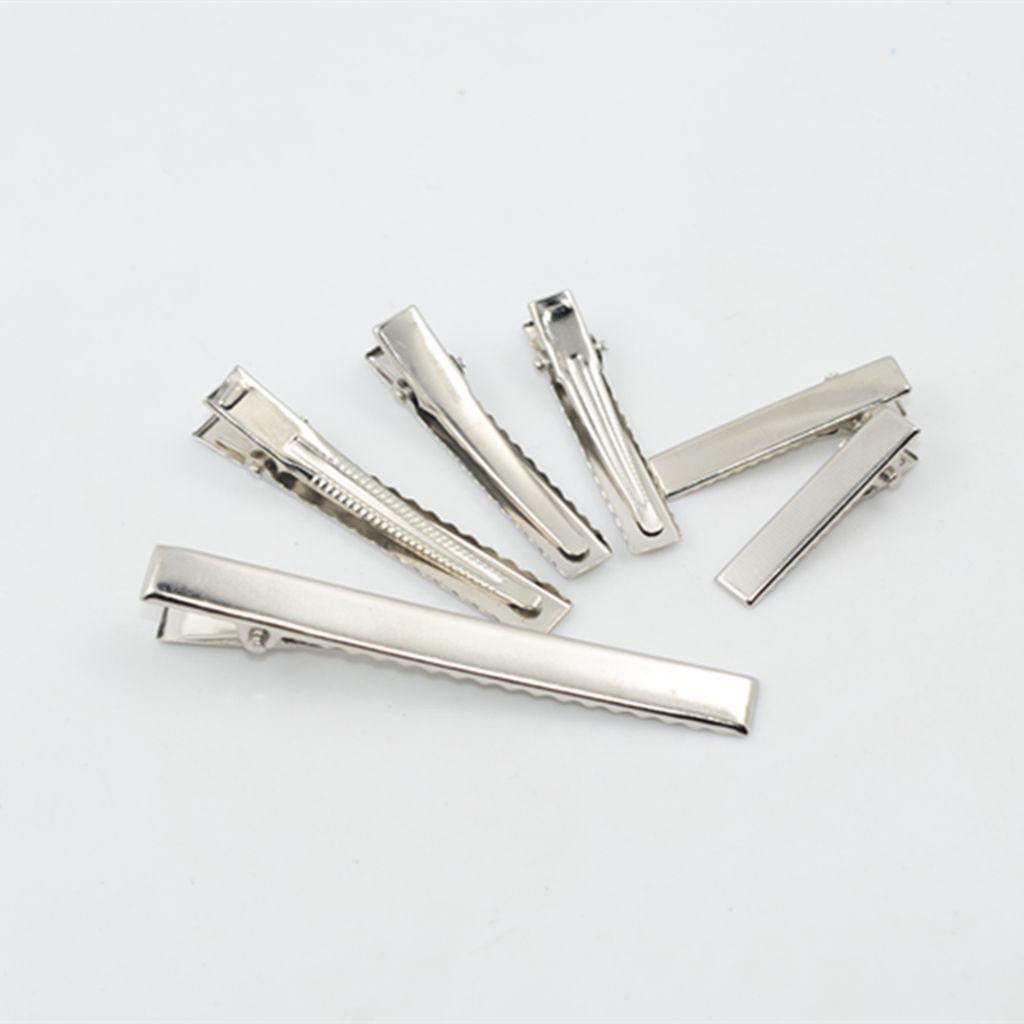 Milageto 6x 50pcs Assorted Size Flat Single Zinc Metal Alligator Hair Clips 40mm