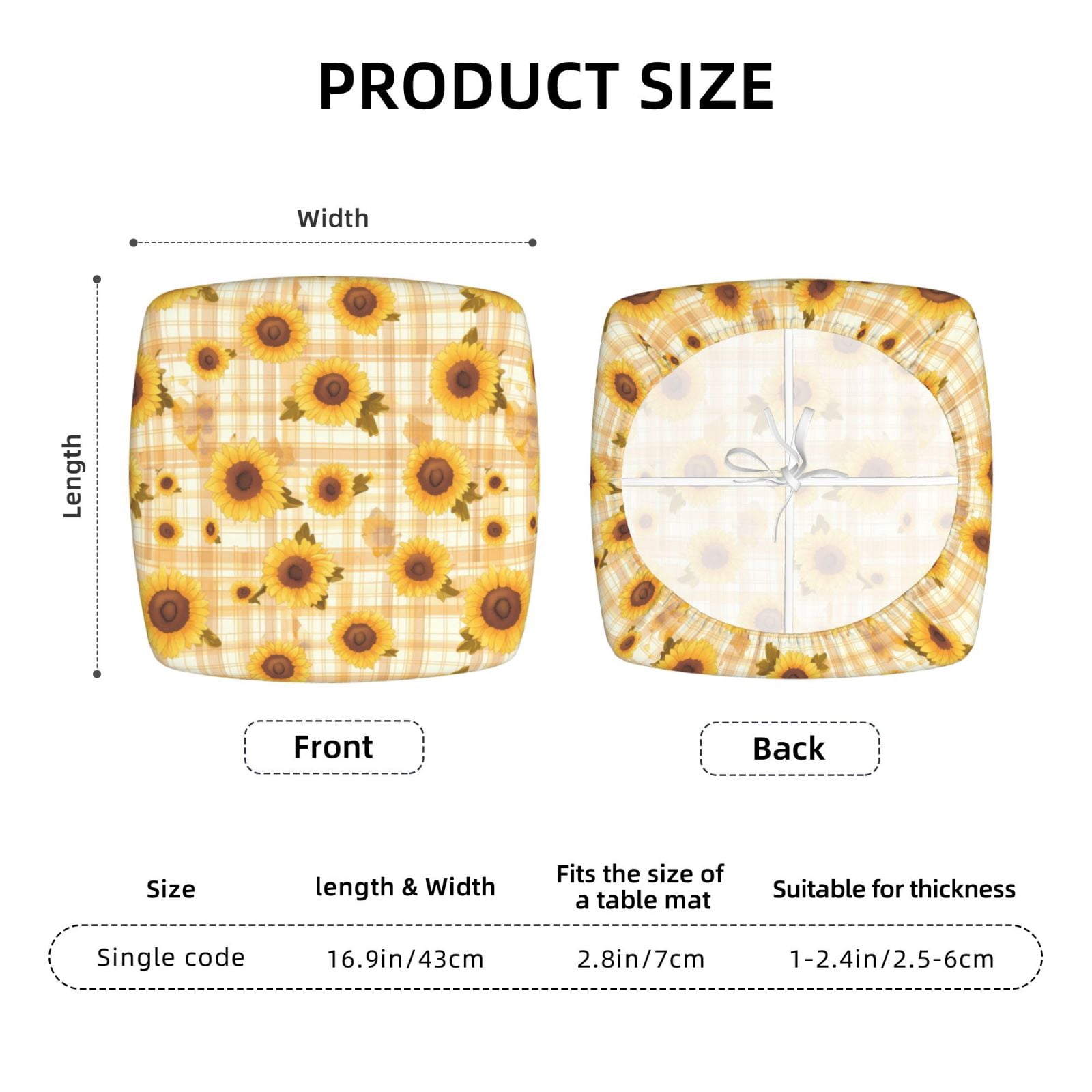 Vsdgher Coffee Plaid Sunflower Couch Cushion Covers, Non-Slip Sofa Seat Cushion Slipcovers, Soft Couch Covers（Don't include seat cushion）Four Pieces