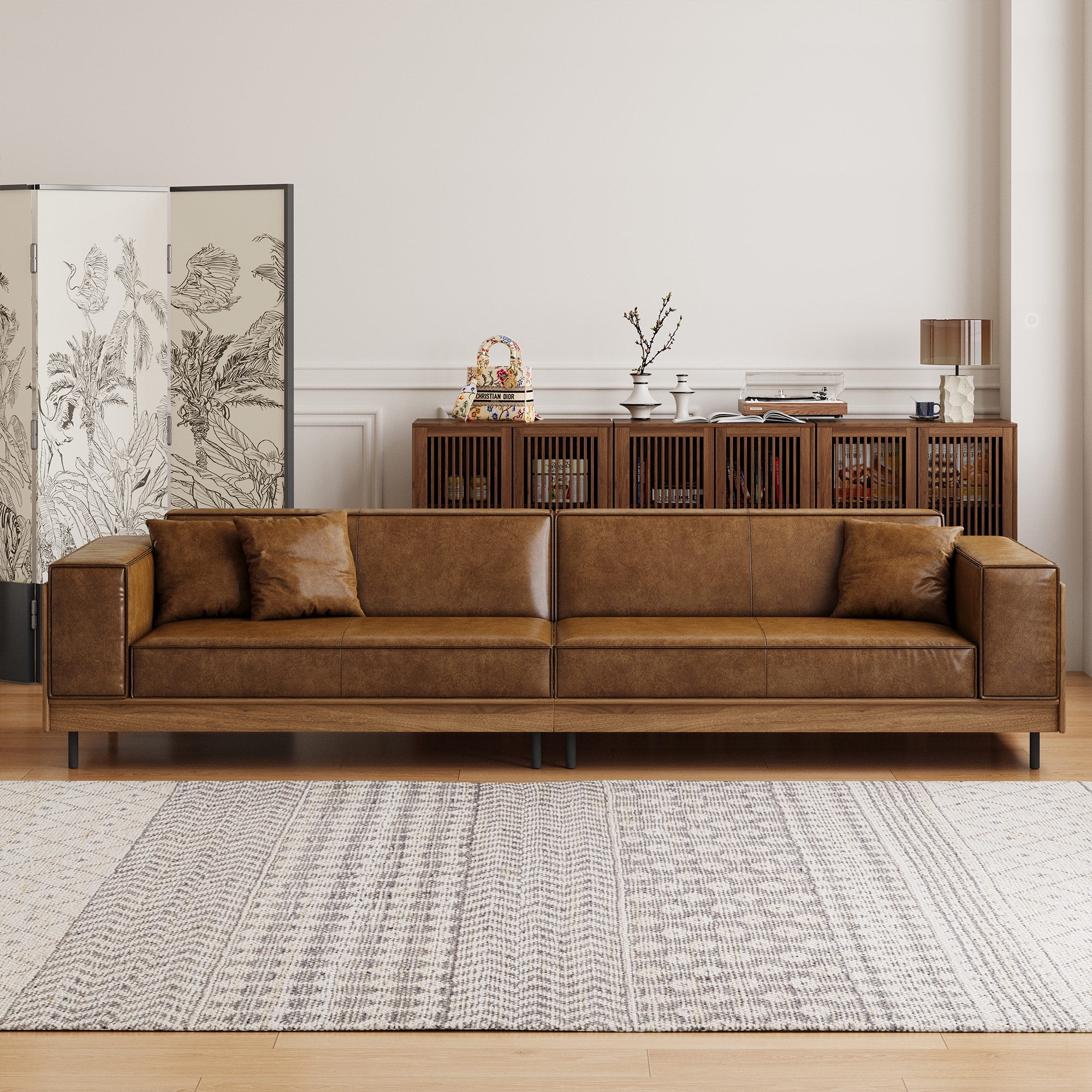gaoyangjiaju Mid-Century Modern Leather Sofa 111.81