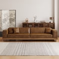 thumbnail image 6 of gaoyangjiaju Mid-Century Modern Leather Sofa 111.81" with Wooden Accents on Sides & Back, Spacious 3 - Seat Couch for Living Room, Bedroom and Lounge Space, Brown, 6 of 6