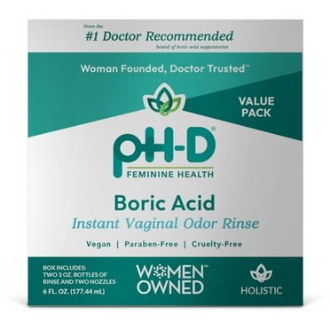 pH-D Feminine Health Boric Acid Cleansing Vaginal Odor Instant Rinse, 6 fl oz (177.44 ml), 2 Count