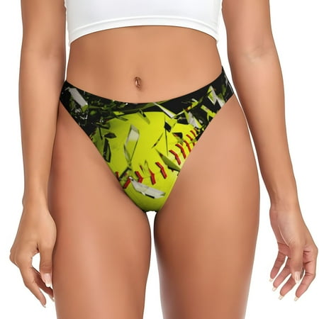 Qokaie Ball Printed Women s Cotton Thong Underwear  Sexy Breathable Panties G-string-Small