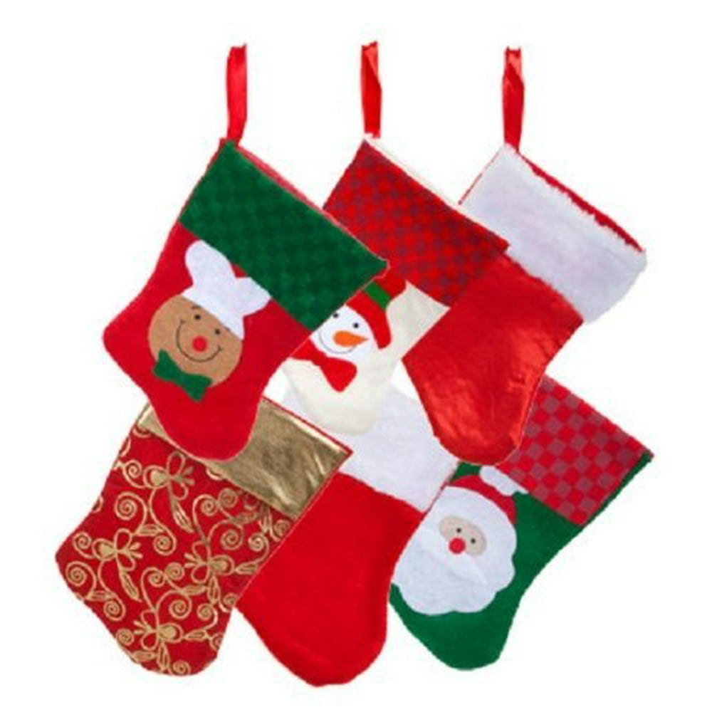 6 Pairs Christmas House Mini Stockings 12 Count Packs