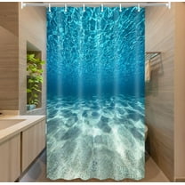 Blue Ocean Beach Shower Curtain, Nature Underwater Sea World Scene Bathroom Curtains Waterproof Fabric, 36X72 Inches