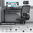 thumbnail image 2 of Magshion Computer Desk & Chair Set, Adjustable Height Rolling Office Chair with Headrest & Writing Table Workstation with 2 Cable Management Grommets, Black, 2 of 10