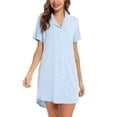 thumbnail image 5 of Anjue Camisones de pijama para mujer, de manga corta y larga, para dormir, tallas S-XXL, Azul claro, XL, 5 of 5