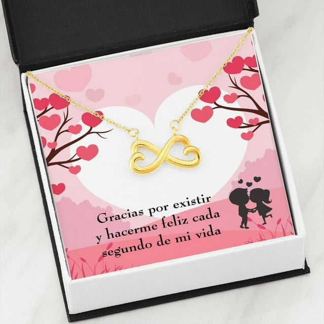 Me Haces Feliz Spanish Infinity Stainless Steel Pendant Love Message Card Mom Gift