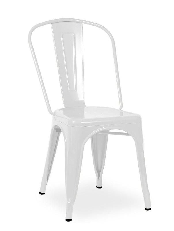 Tolix Chaise Bistro Roch Dining Side Armless en Blanc Revêtement en Poudre