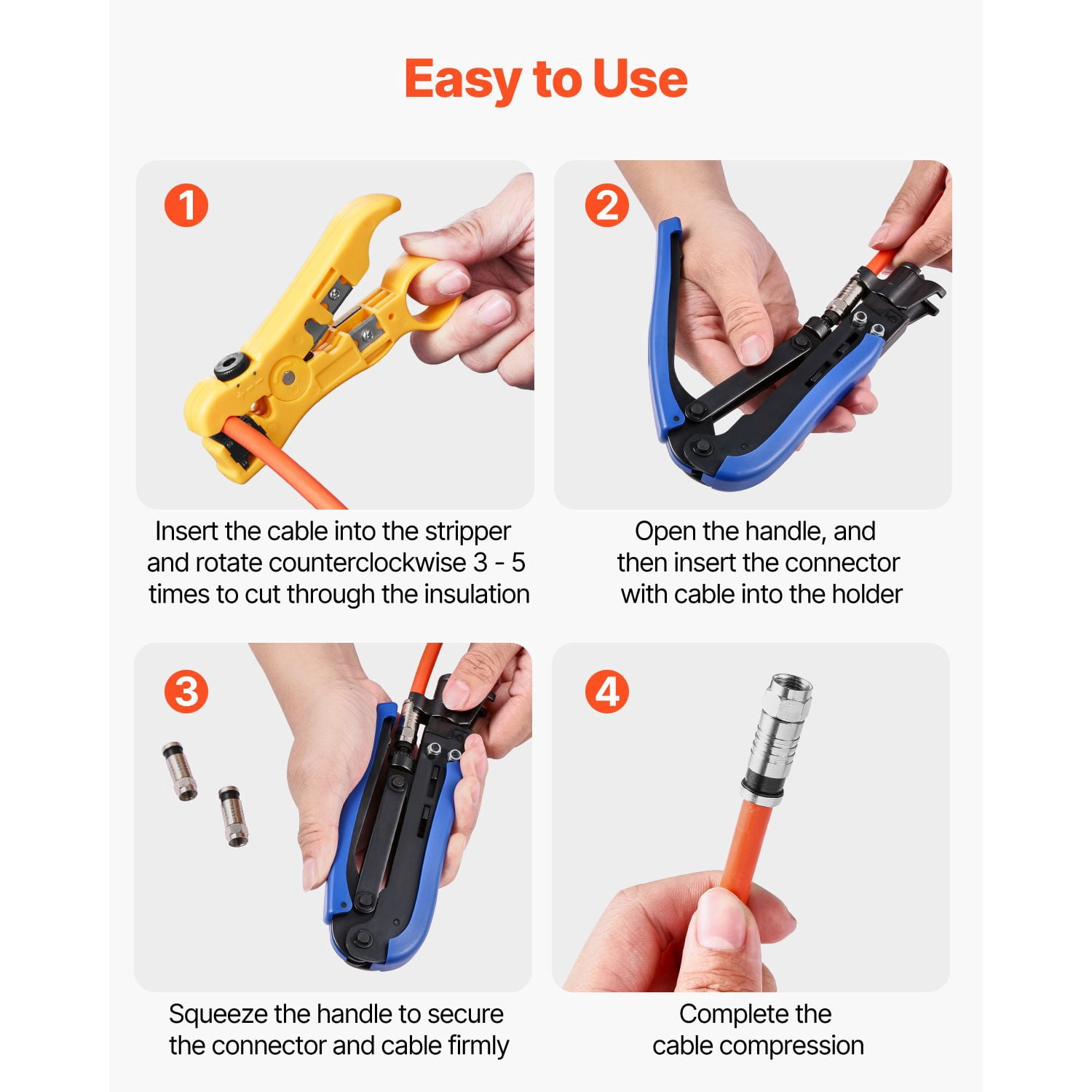 Coax Cable Crimper Kit Coaxial Cable Compression Tool Kit with Crimp Tool
