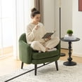 thumbnail image 4 of Ktaxon Corduroy Accent Chair, Deep Seat Armchair with Wood Legs, Comfy Sinlge sofa for Living Room, Bedroom, Reading Nook Green, 4 of 9
