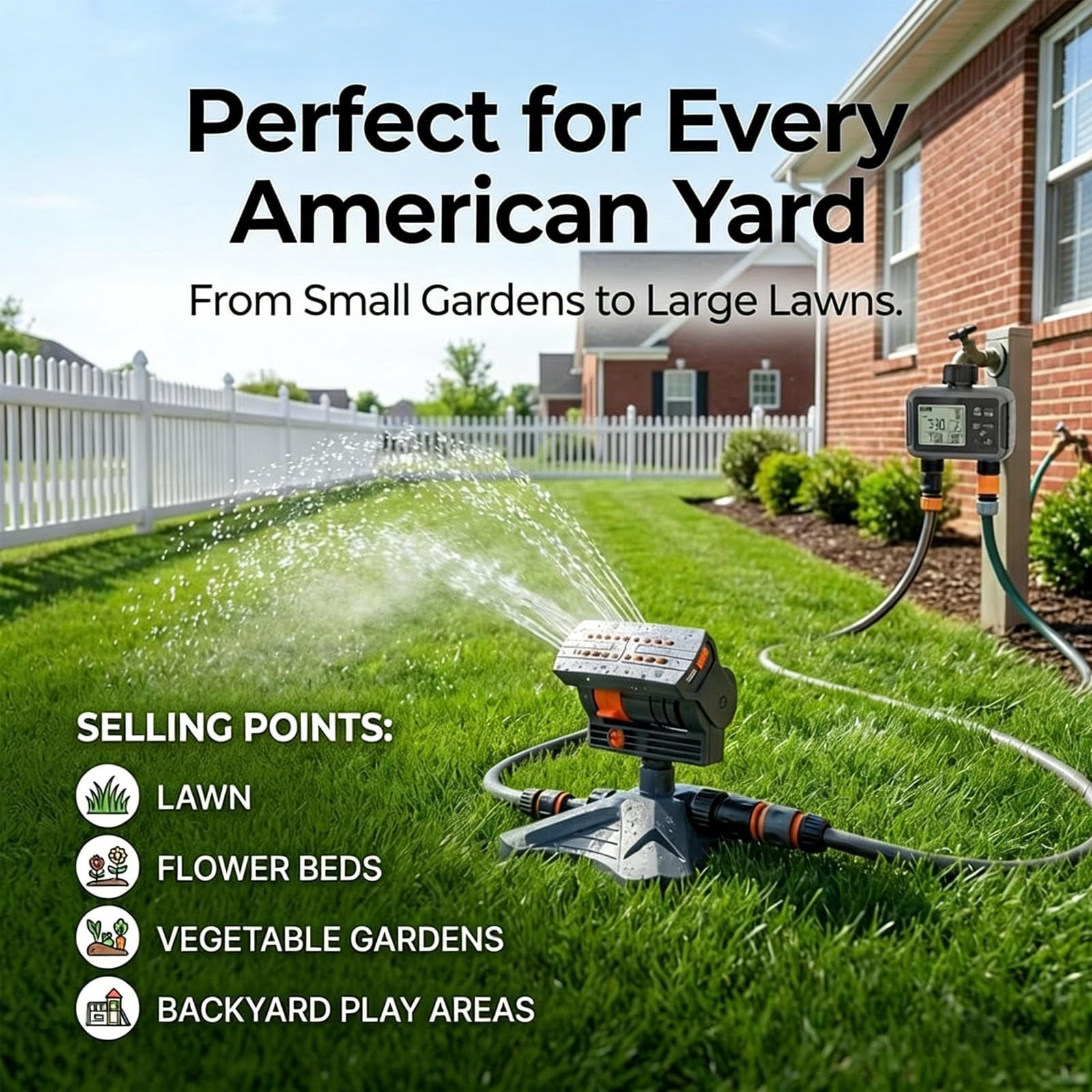 16-Nozzle Oscillating Sprinkler, Mini Turbo Adjustable Lawn Sprinkler, Automatic Irrigation System for Yard Garden Flower Bed Hose Watering