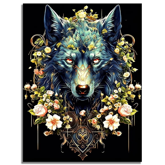 Mosaflare Wolf Diamond Painting Kit,DIY Full Drill Animals Diamond Art,Stress Relief Craft Art and Home Decor 12"×16"