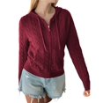 thumbnail image 1 of Suéteres de Punto para Mujer, Suéteres de Larga con Cuello en V, Camisetas Casuales, Conjuntos de Moda de Otoño. Vino Tinto L, 1 of 7