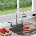 thumbnail image 2 of Mezcladora para Fregadero, Grifos para Cocina, Llave de Fregadero de Cocina Flexible, Grifo de Cocina con Dos Asas, Grifo de Cuerpo Principal de Latón, Acabado Cromo Espejo, 2 of 6