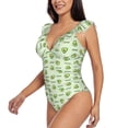 thumbnail image 3 of Yiaed Green Avocado Print Women's Ruffled One Piece Swimsuit V Neck Swimwear Slimming Monokini for Woman-XX-Large, 3 of 8