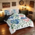 thumbnail image 2 of Manfei Watercolor Hearts Queen Bedding, Independence Day Gifts Bedding Comforter Set Queen, Red White Blue Green, Black Reversible 7-Piece, 2 of 6