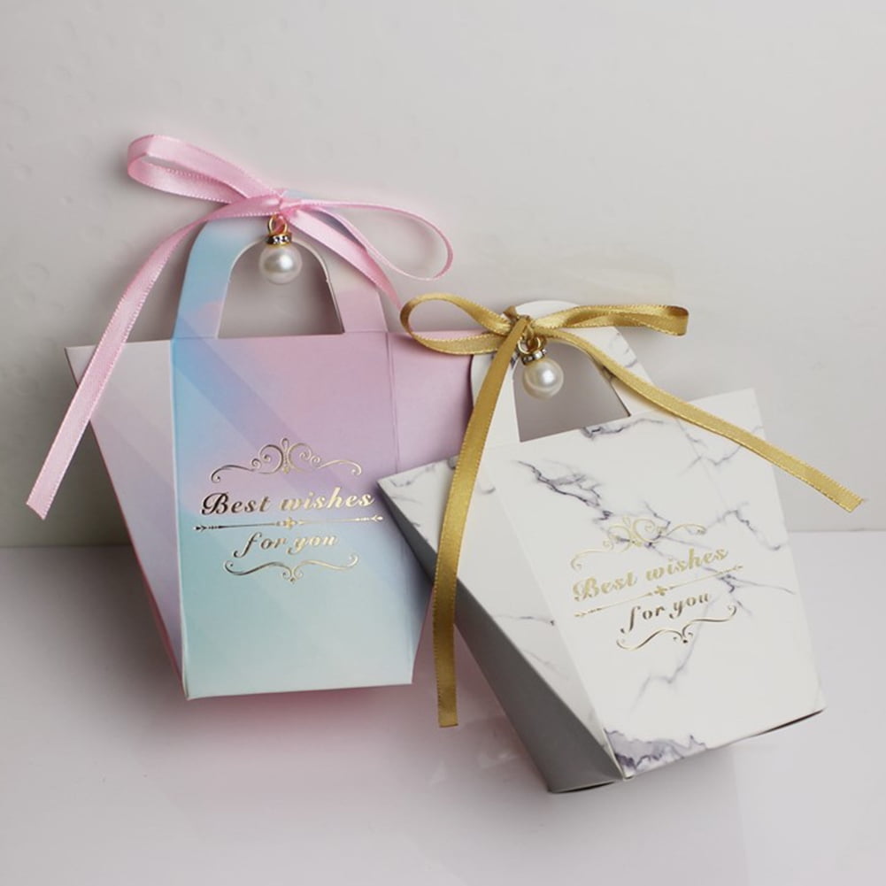 20/50pc Wedding Favor Box Cute Kraft Paper Pillow Party Favour Gift Cake Candy J 