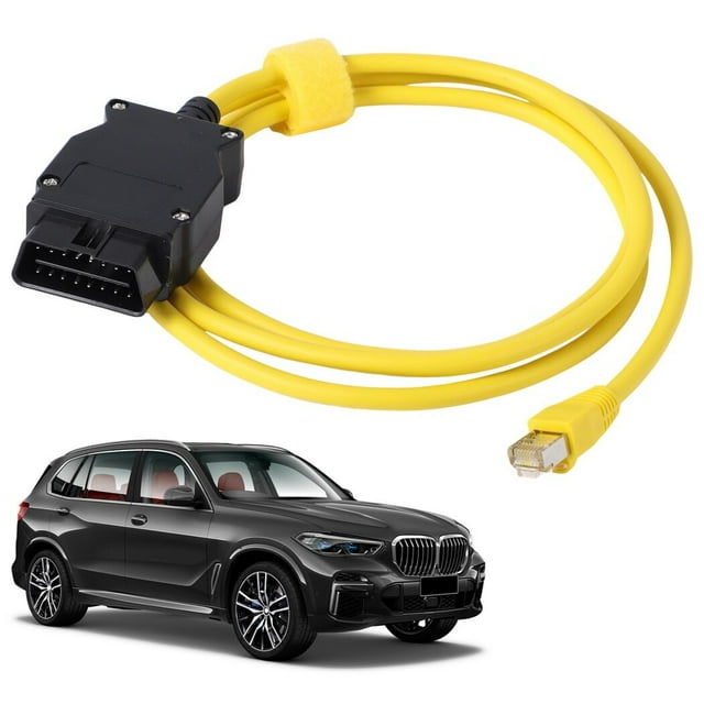 ENET Câble vers OBD2 Compatible avec BMW, Connecteur de Câble RJ45 16 Broches Compatible avec Bimmercode, Câble de Contrôle Module Véhicule Codage ICOM pour Usage Personnel et Professionnel