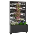 thumbnail image 1 of Outsunny Metal Planter Box with Trellis, 63" Twigs Cut-Out Privacy Planter, 1 of 10