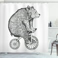 thumbnail image 1 of Ambesonne Bicycle Shower Curtain, Funny Circus Bear Art, 69"Wx70"L, Charcoal Grey and White, 1 of 3