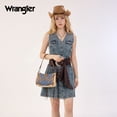 thumbnail image 2 of Wrangler Shoulder Bag for Women Denim Canvas Small Hobo Purse with Stitched Detail & Back Zipper Pocket, Jean, 2 of 6