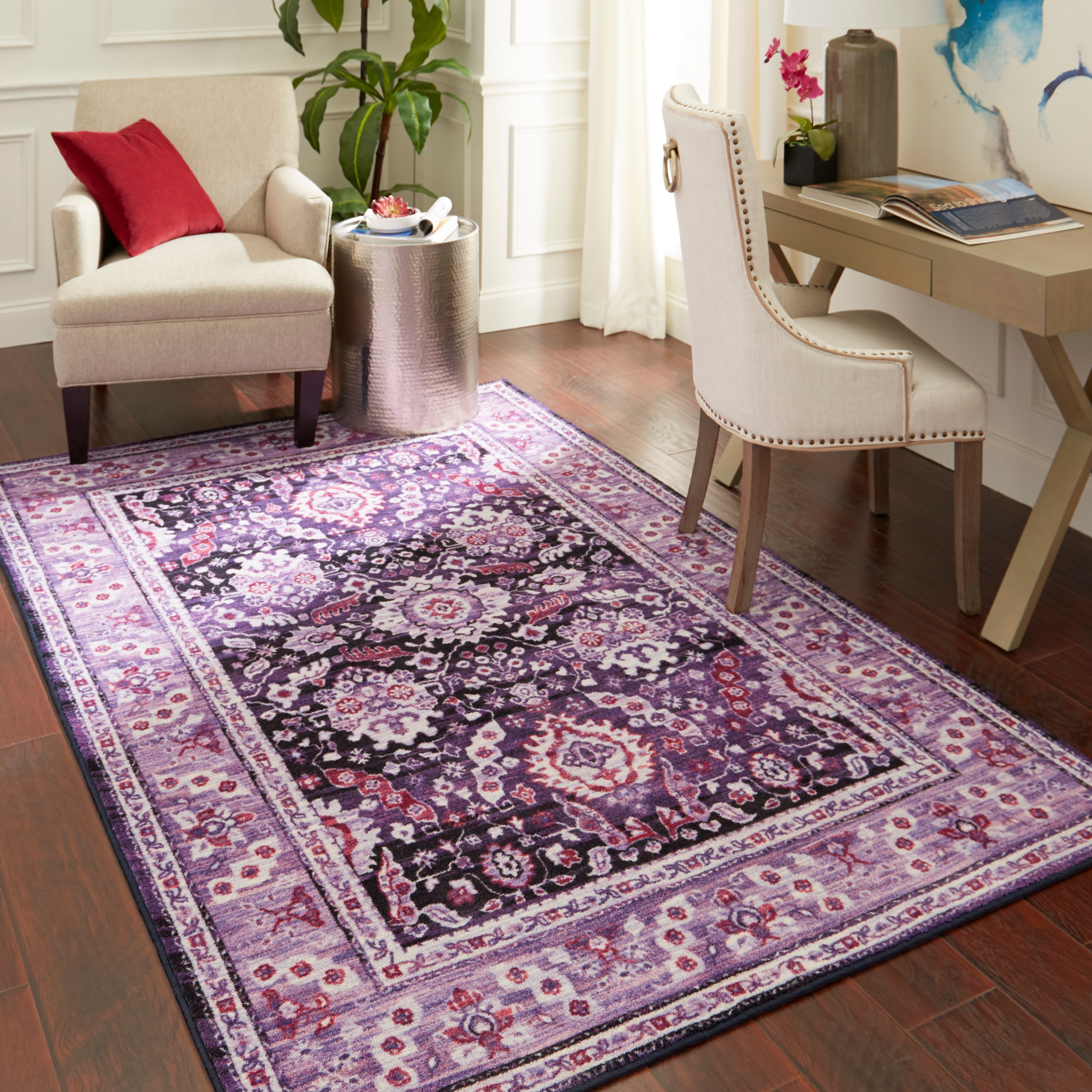 Mohawk Home Prismatic Marshall Purple Traditional Floral Precision