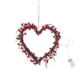 thumbnail image 1 of Guirnalda de corazón del día de San Valentín Baya roja con luces Decoración de la puerta principal Interior Fiesta al aire libre XBTCLXEBCO corona con 20 luces LED con frutos rojos artificiales, 1 of 5