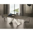 thumbnail image 3 of Talenti Casa STANZA dining table in brown marbled porcelain top on glass with polished stainless steel base., 3 of 3