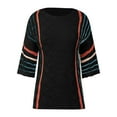 thumbnail image 4 of Letdown Womens 3/4 Sleeve Striped Lightweight Knit Sweaters Spring Summer Casual Crewneck Trendy Boho Tops Pullover Cover Ups, 4 of 5