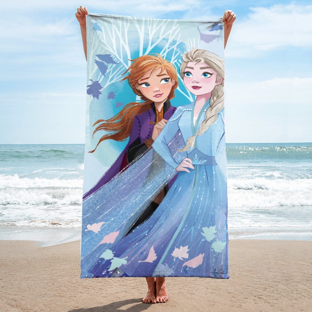 New Disney Store Frozen Elsa & Anna Beach Towel Girls 30x60 Pool Bath sisters 