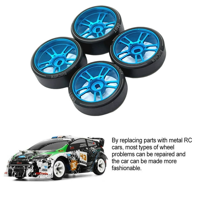 mmirethe 4pieces 27mm Dérive Jante de Roue en Métal Compatible avec 1/28 Wltoys K969 Télécommande Voiture Rouge