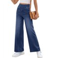 thumbnail image 4 of High Waist Women Stretchy Wide Leg Jeans Casual Pull on Denim Pants, 4 of 5