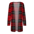 thumbnail image 3 of BODOAO Women's Casual Lightweight Cardigan Long Sleeve Open Front with Pockets Soft Open Front Cardigan Solid Color Outwear Plaid Print Cardigan Loose Midi Coat Outerwear for Home Holiday Red 3Xl, 3 of 5