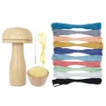 thumbnail image 1 of Hioecau 1 Set Darning Mushroom Wood Darning Egg Knitting Repair Tool Sewing Tool with Elastic Rope Large Eye Needle for Darning Socks Hats Sweaters DIY Sewing Crafts, 1 of 8