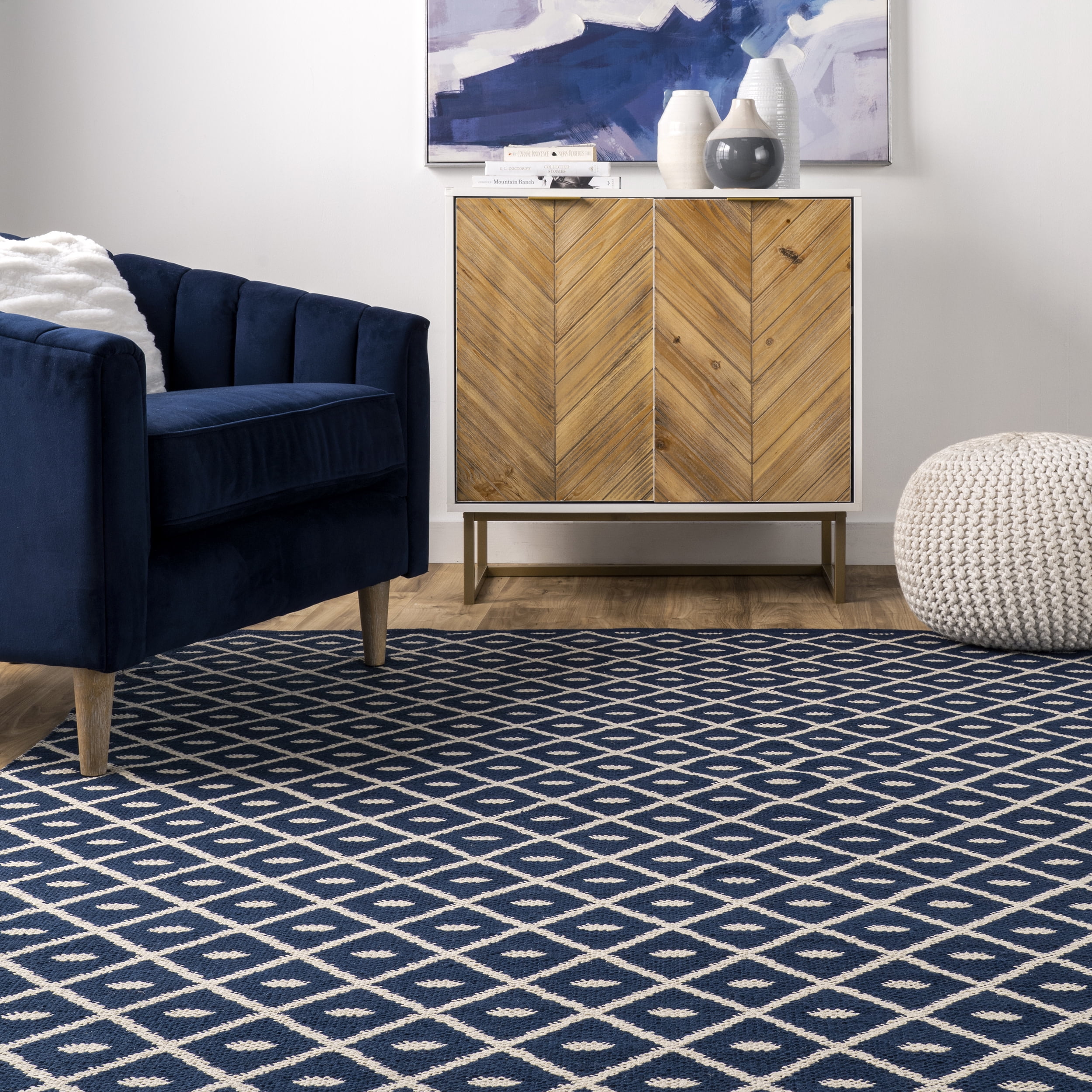 nuLOOM Quinn Flatweave Corner Tassel Area Rug, 2' x 6', Blue