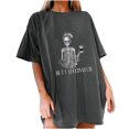 thumbnail image 4 of Hombres Y Mujeres Retro Tops Trendy Droped Shoulder Sleeves Impresión Suelta Manga Corta Top Pullover Odeerbi ODB180451, 4 of 9
