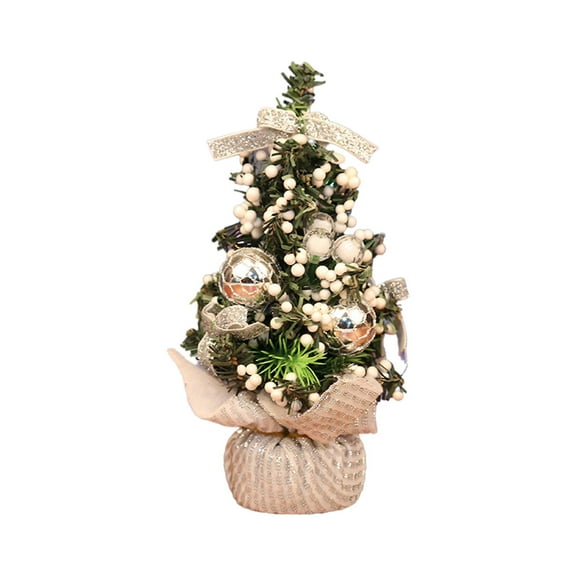 Beautynvta Tabletop Christmas Tree Decorations, 7.87'' Small Christmas Tree with Christmas Ball Berries Decoration, Artificial Xmas Tree Holiday Fireplace Desk Decoration
